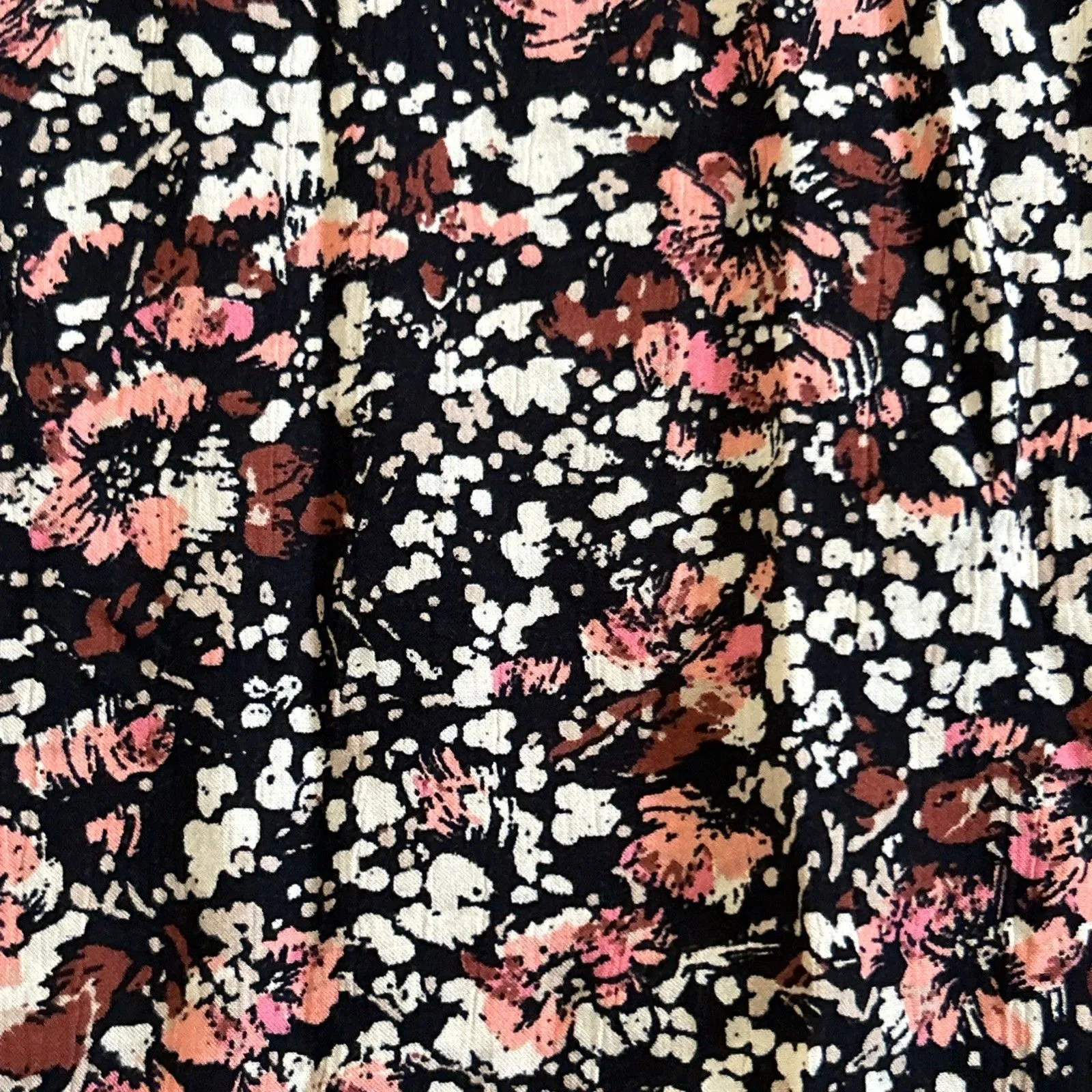 Fat Face Dress Womens 8 Floral Print Midi Pockets Long Sleeve Black Pink - Image 3