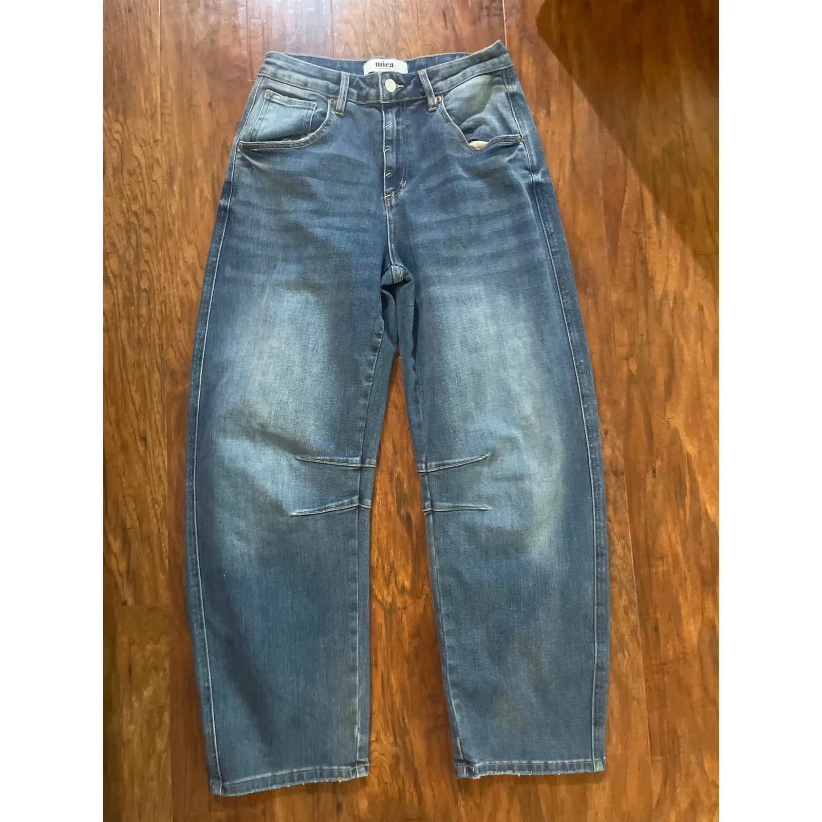 MICA Los Angeles Sapphire Barrel Leg Jeans High Rise Denim Size 26 2 CASUAL Pant Blue - Image 6