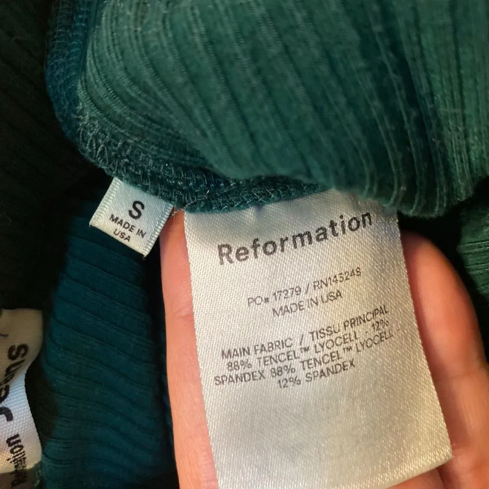 Reformation‎ Women’s S Pull On Wide Leg Pant Ribbed Emerald Green Comfy Lounge - Image 3