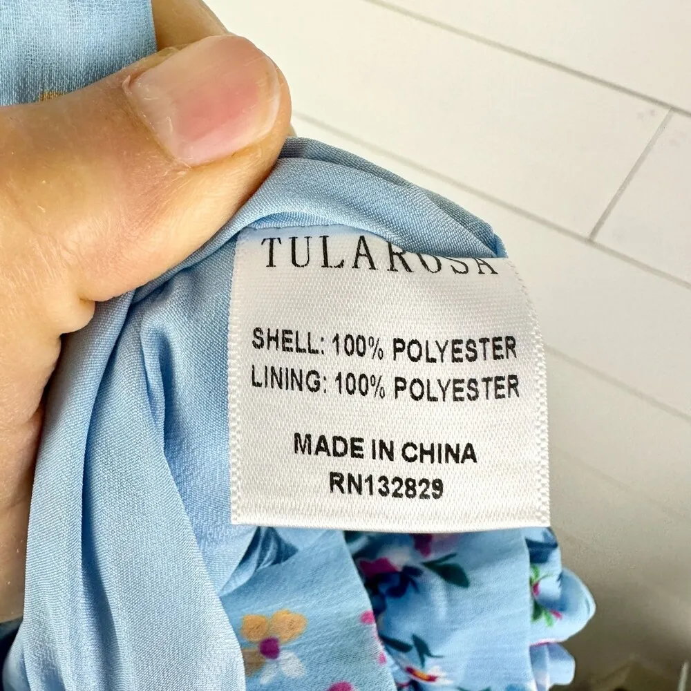 Tularosa Ellie Jumpsuit in Carolina Blue Floral Size Small Smocked Ruffle - Image 9