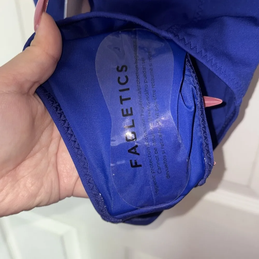 Fabletics High Tide Zip Front Blue One Piece Swimsuit Size M - Image 9