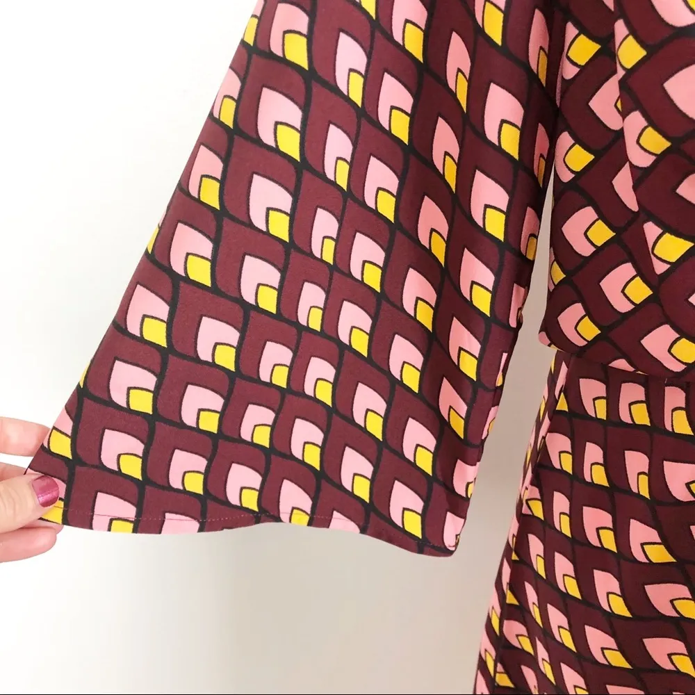 Halogen Tie Front Multi Color Printed Dress Size Small - Image 5