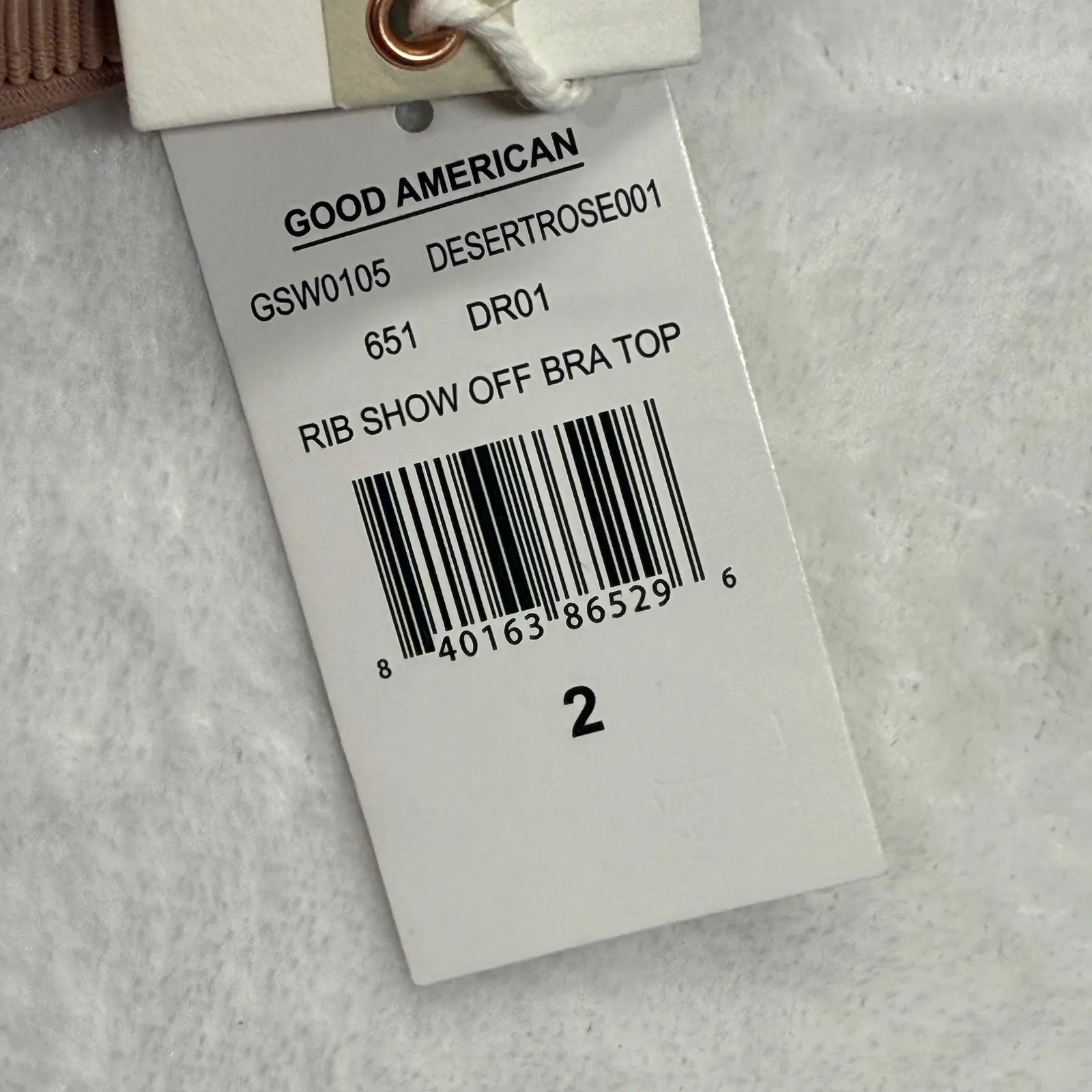 Good American Rib Show Off Bra‎ Top Bikini Top Desert Rose Size 2 - Image 2