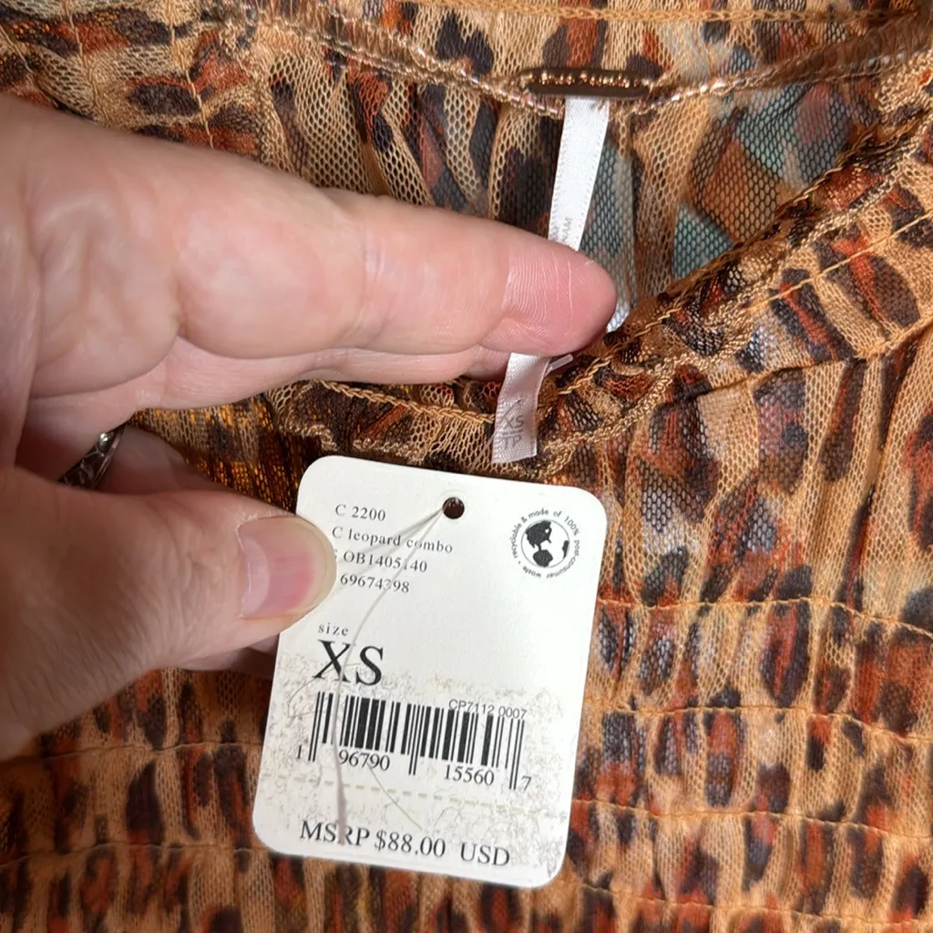 NWT Free People - Hello There Top Leopard Combo Size XS - Image 6