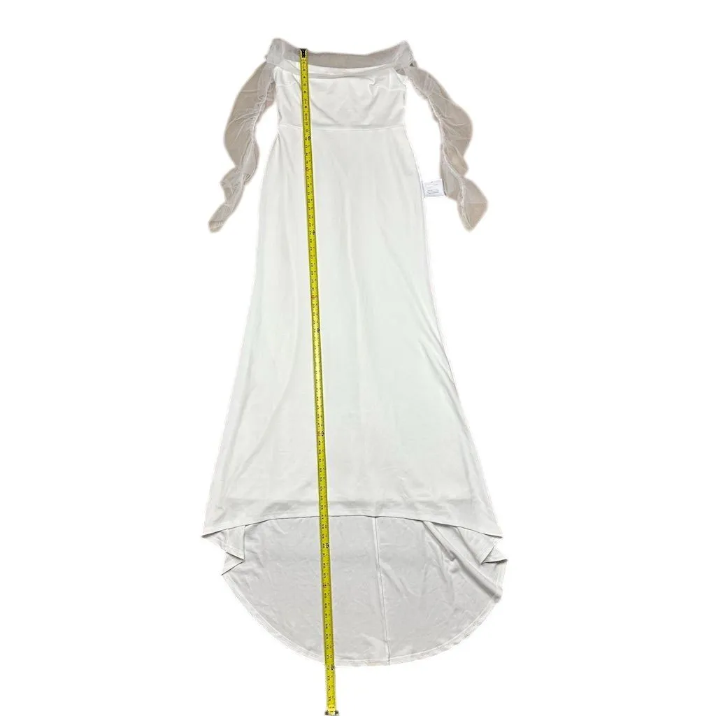 NWT Lulus Women's XL Beautifully Beloved White Mesh Off-the-Shoulder Maxi Dress - Image 6