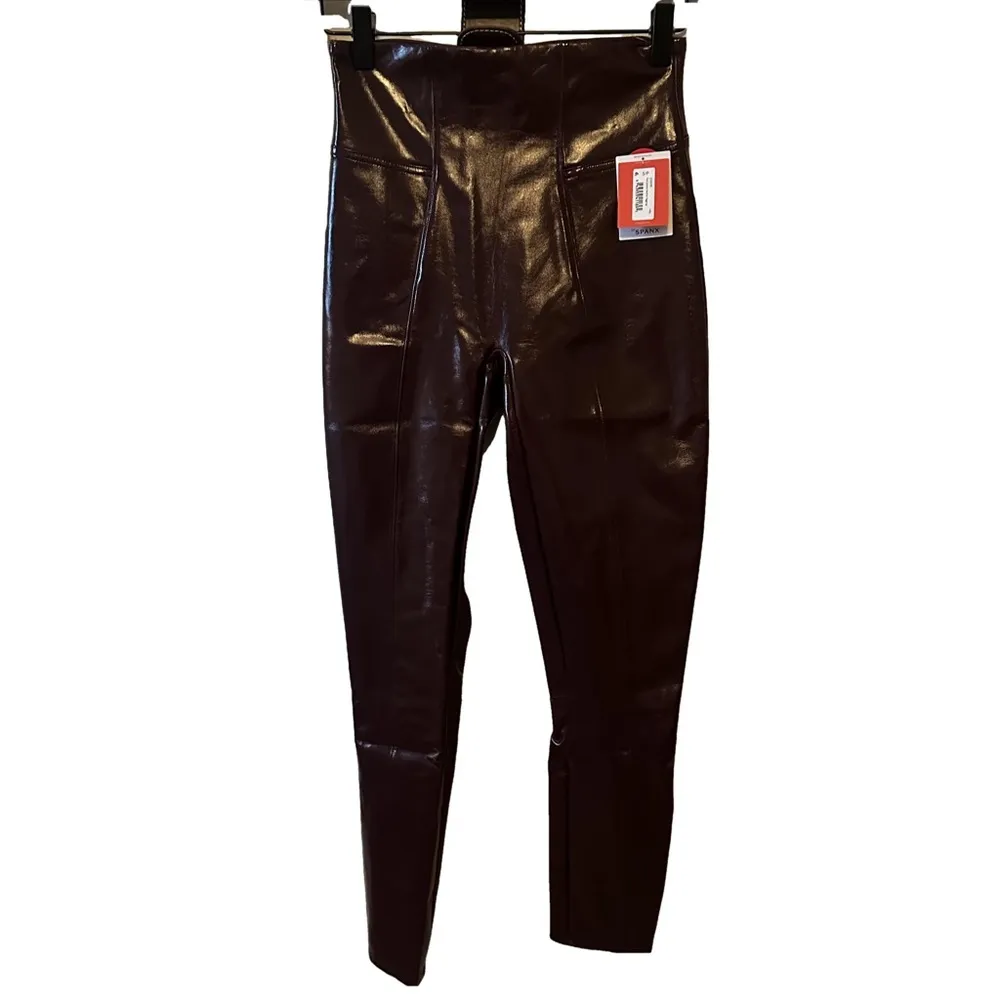 SPANX: FAUX PATENT LEATHER LEGGINGS, RUBY Size Petite Small. NWT.‎ 128 retail - Image 7