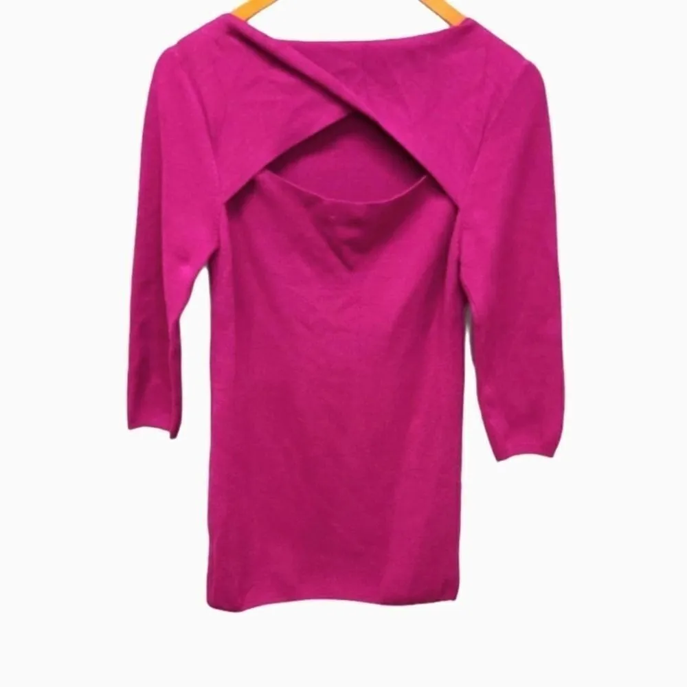 Led Women's Plum 3/4 Sleeve Sweater Size Large Pink - Image 2