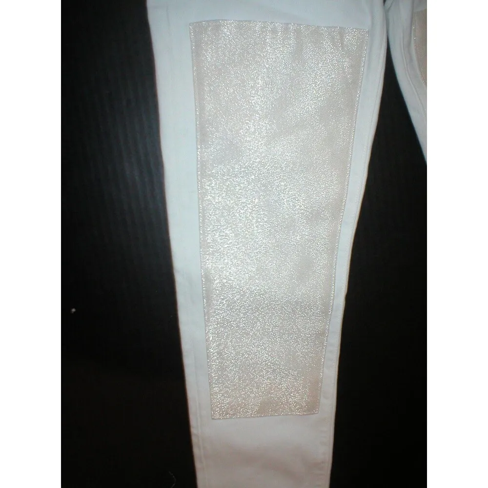 NWT New Womens True Religion USA Halle Jeans Skinny White Designer Patch 28 - Image 8