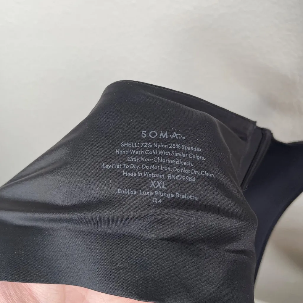 Soma Womens Enbliss Luxe Plunge Bralette XXL Black Stain - Image 6