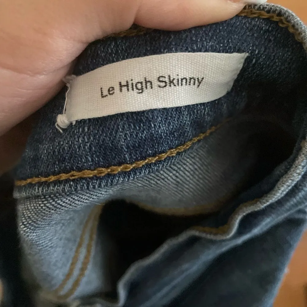 FRAME Le High Skinny Slit Stud Detail Jeans Mid Blue Wash‎ Size 27 - Image 9