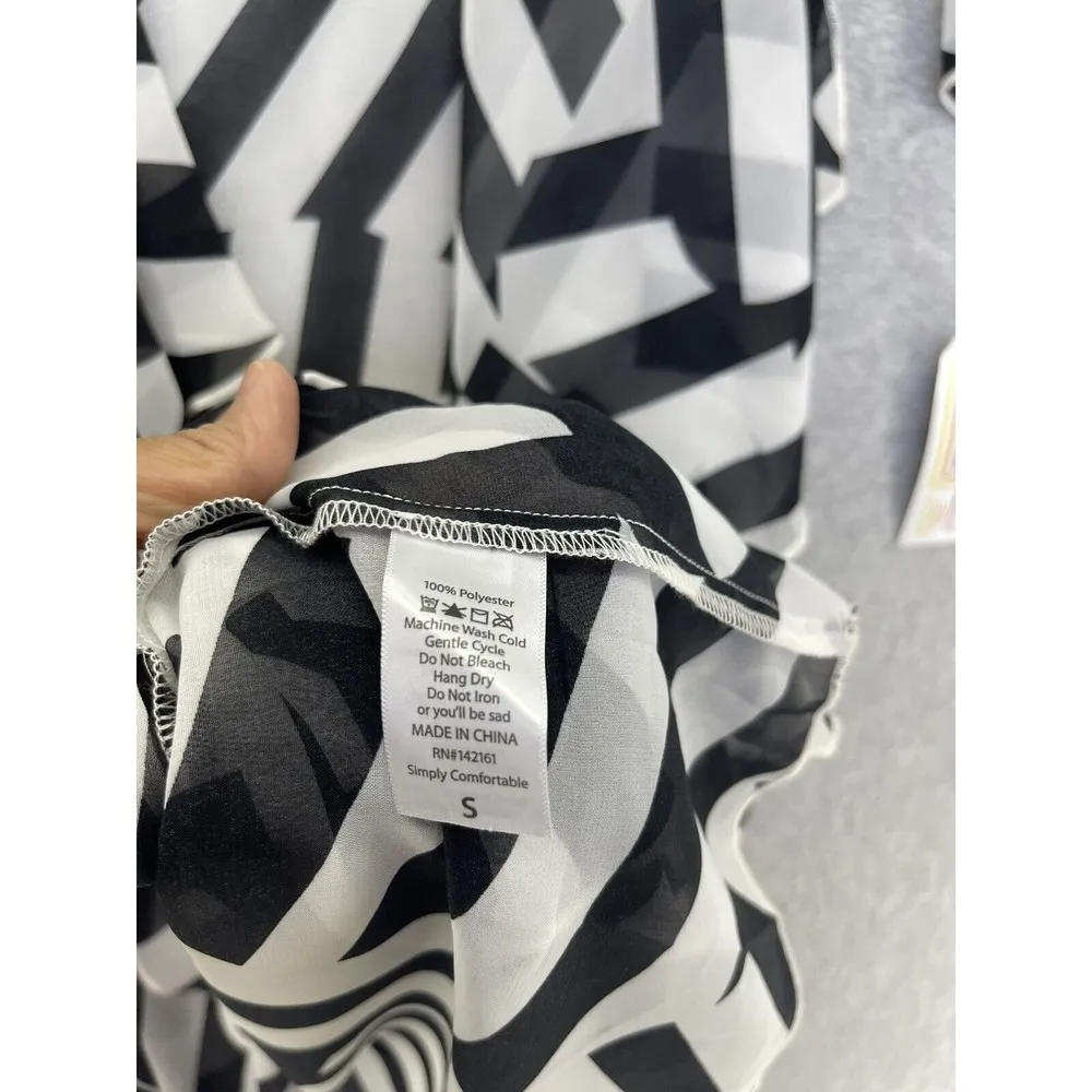 Lularoe Women's Coverup Long Sheer Short Sleeve Abstract Black White Small - Image 6