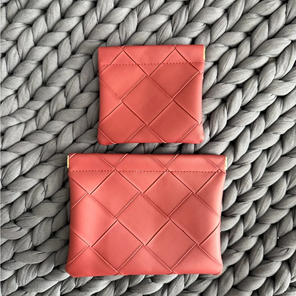 Burgundy Woven Pouch Set Red - Image 2