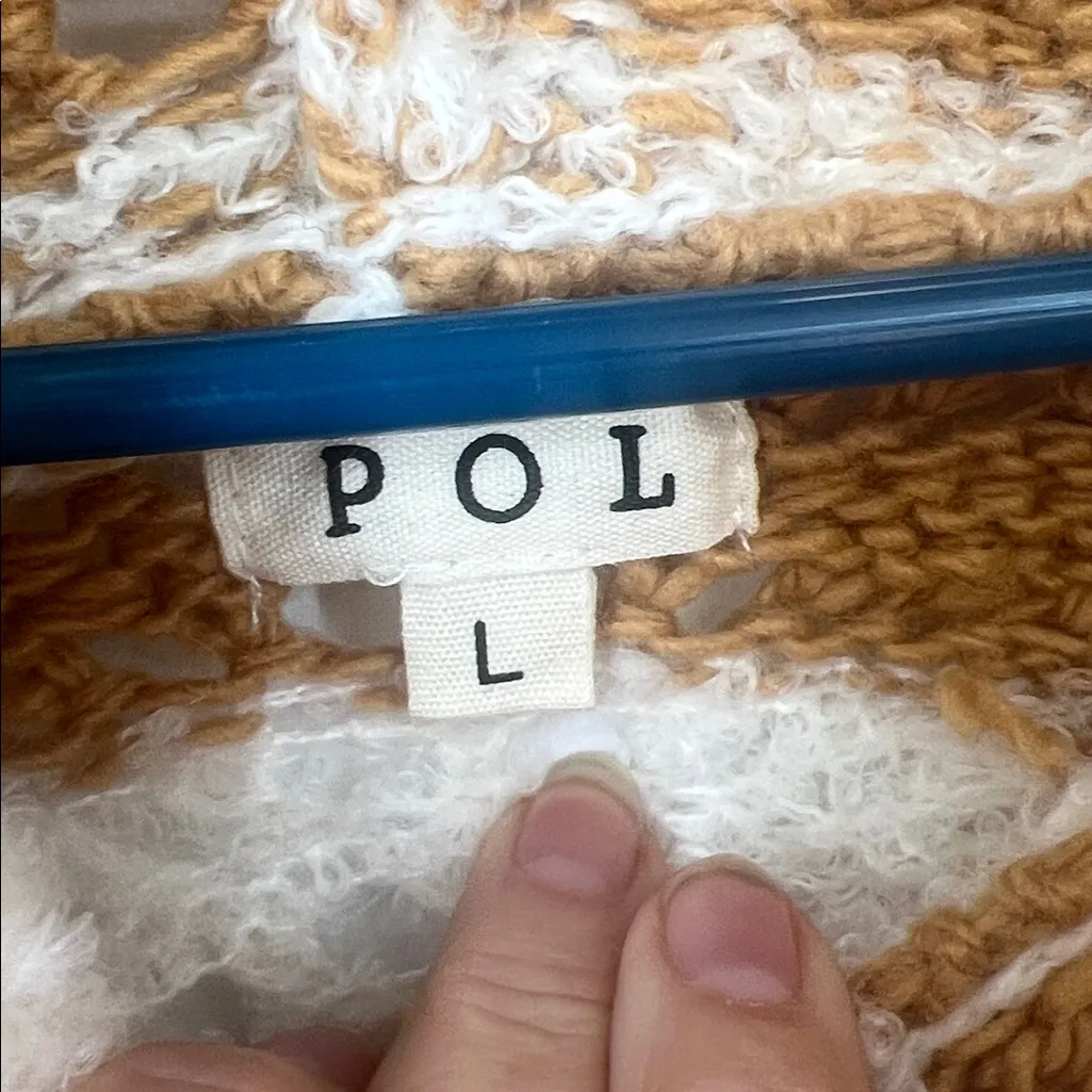 Pol Cozy Chevron Knit Sweater golden and Cream oversized baggy size L - Image 5