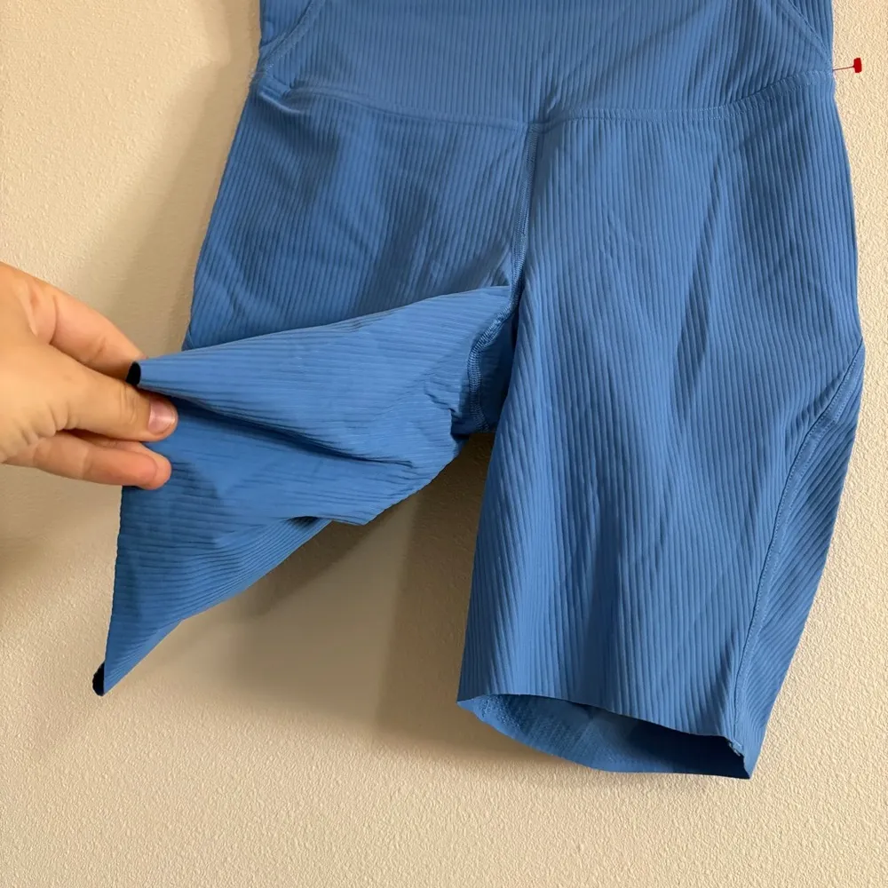 Lululemon Base Pace High Rise Biker Running Short 8" Ribbed Nulux Blue Nile Sz 6 - Image 3