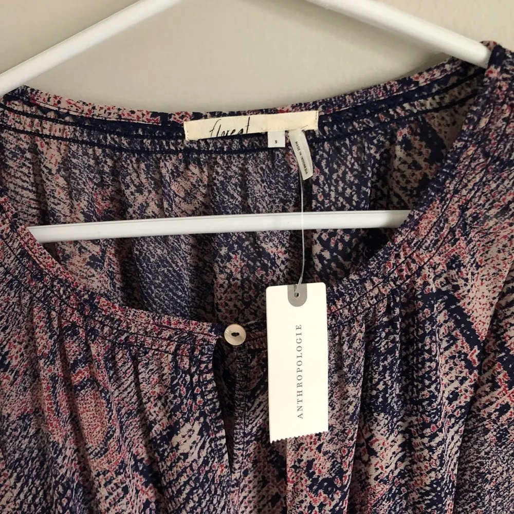 𝅺Anthro Floreat New Zharah Pink Python Snake Print Boho Tie Side Dress Small - Image 5