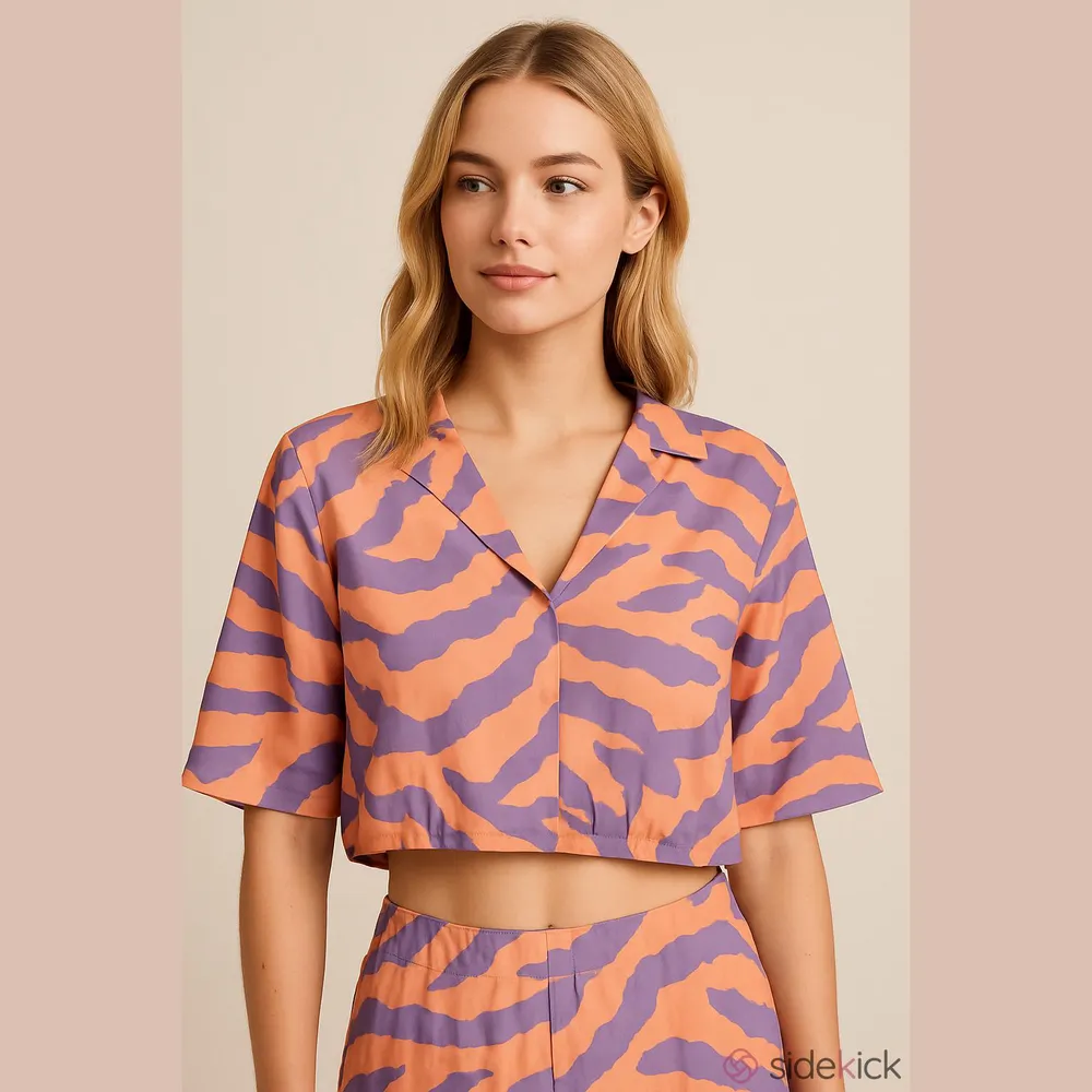 Amellia Colorful Cropped Top Large NWT Purple - Image 7