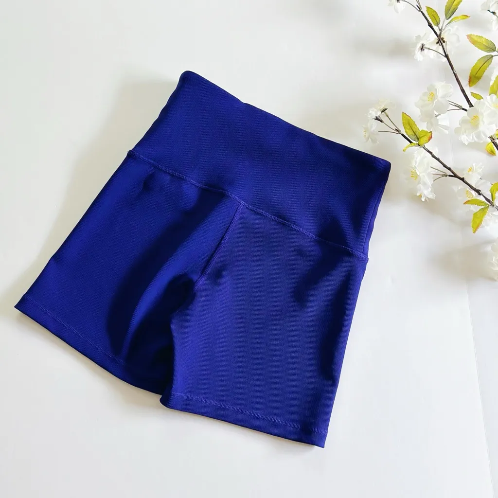 NEW Zella Luxe Rib High Waist Bike Shorts Purple - Image 3