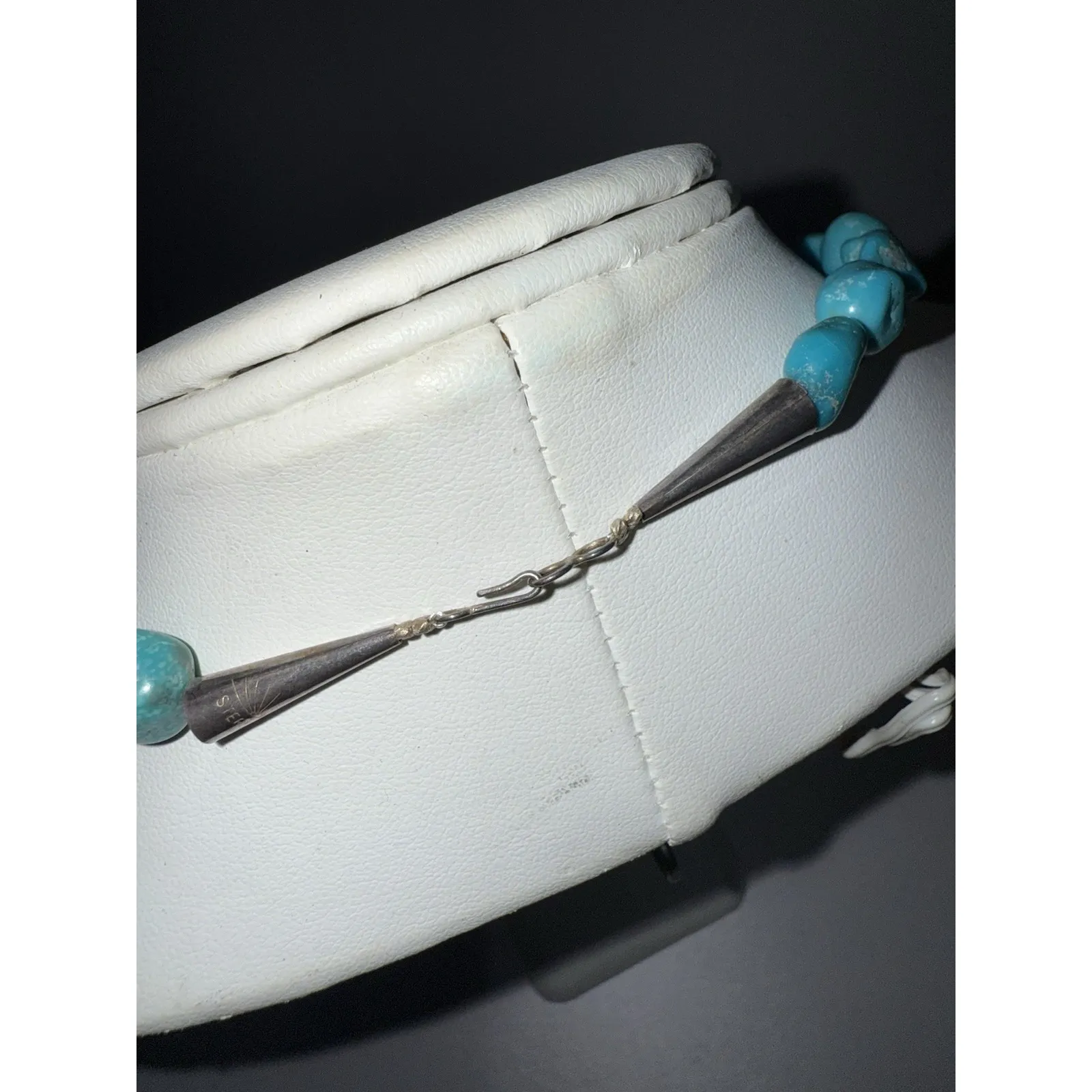 Genuine Turquoise And Sterling Native‎ American Southwestern Necklace Raw 16" Blue - Image 5