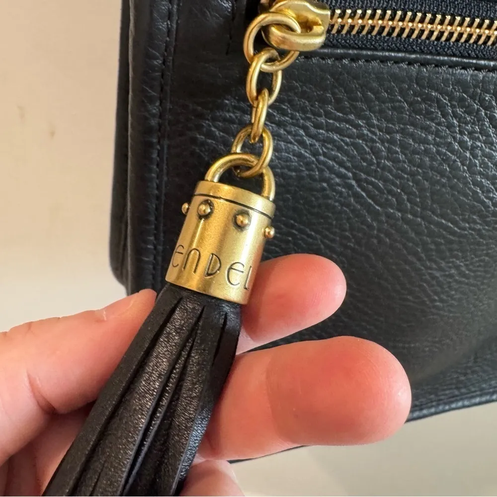 Henri Bendel Black Leather Dylan Tassel Mini Messenger Bag with Cole Haan Strap - Image 4