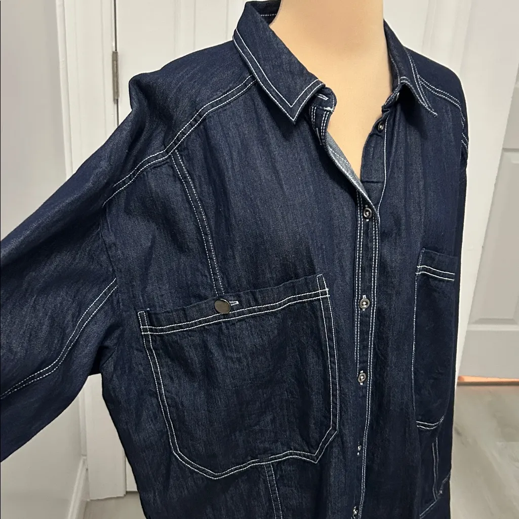 Anthropologie Pilcro Oversized Dark Denim Shirt - Image 8