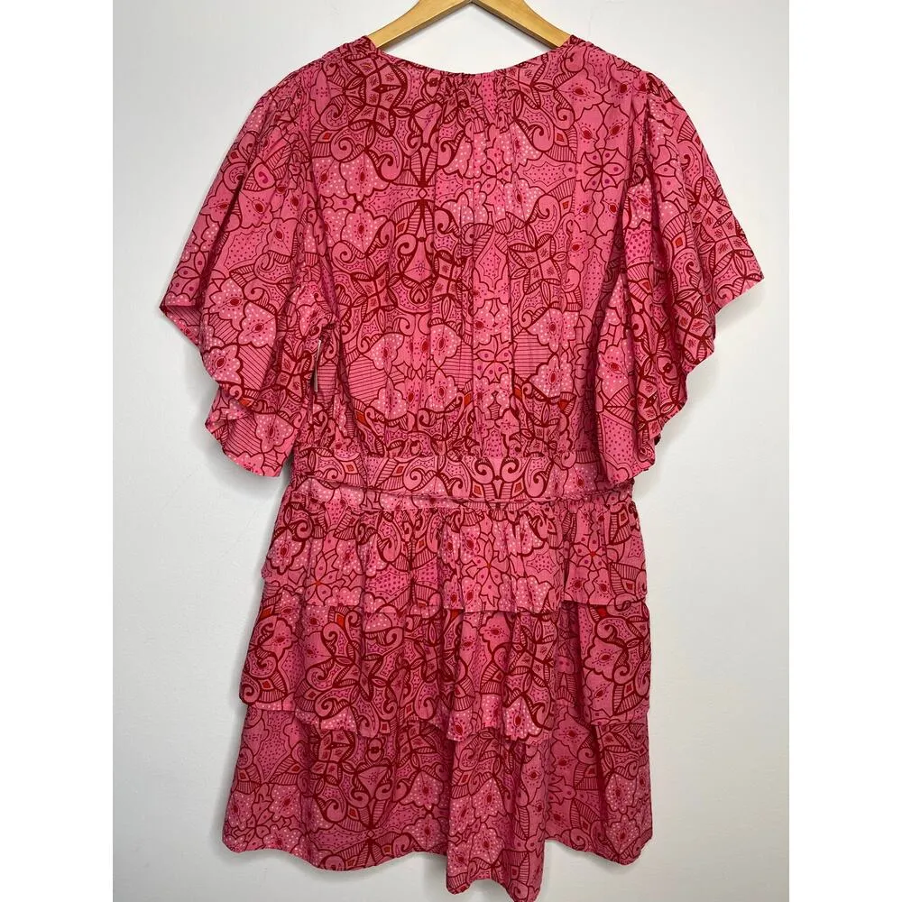NWT Ro’s Garden Hunan Floral Mini Dress Size M Pink Flutter Sleeve V Neck Size M - Image 11