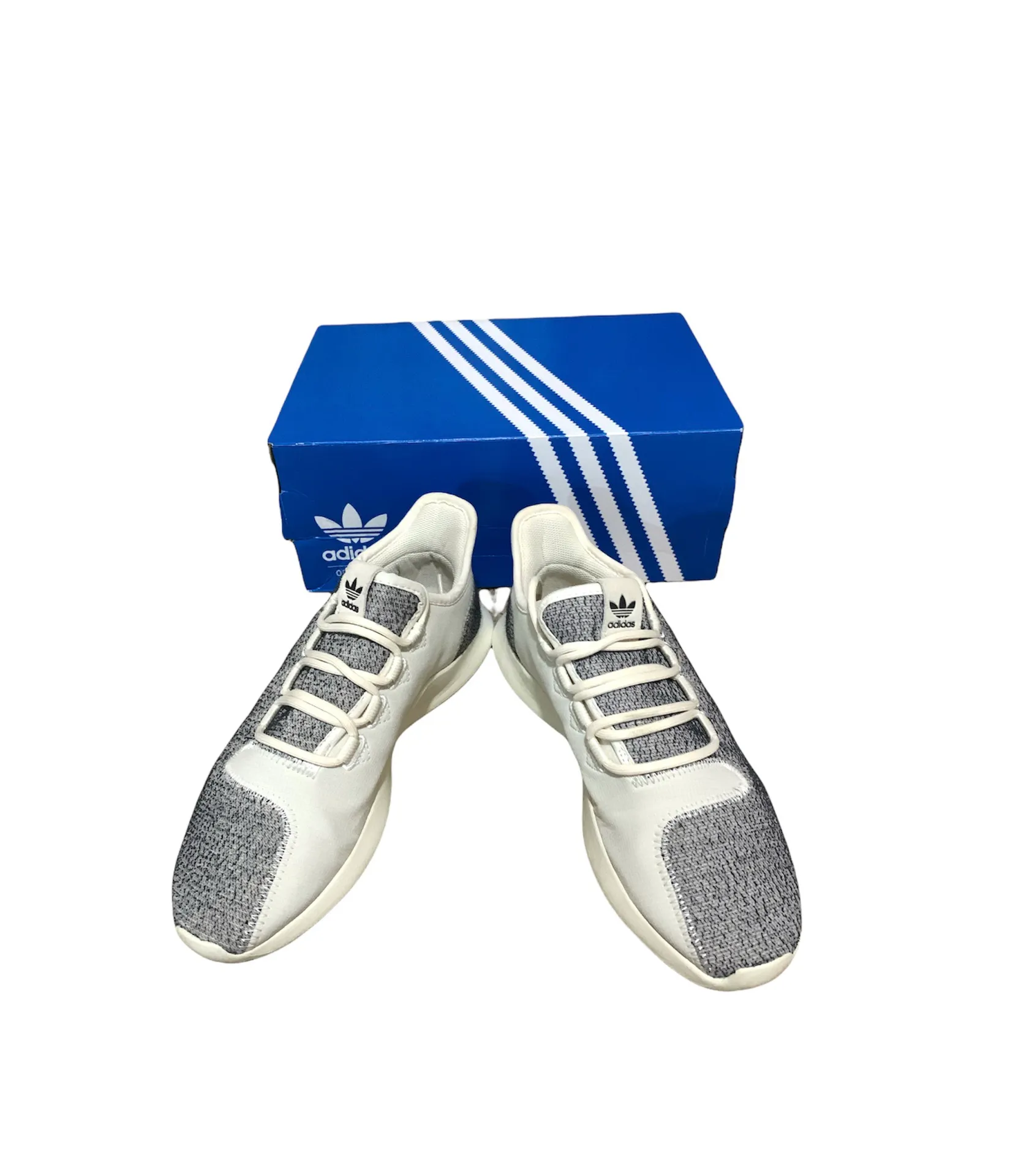 Tubular Shadow Knit Gray & White Athletic Sneakers - Image 2