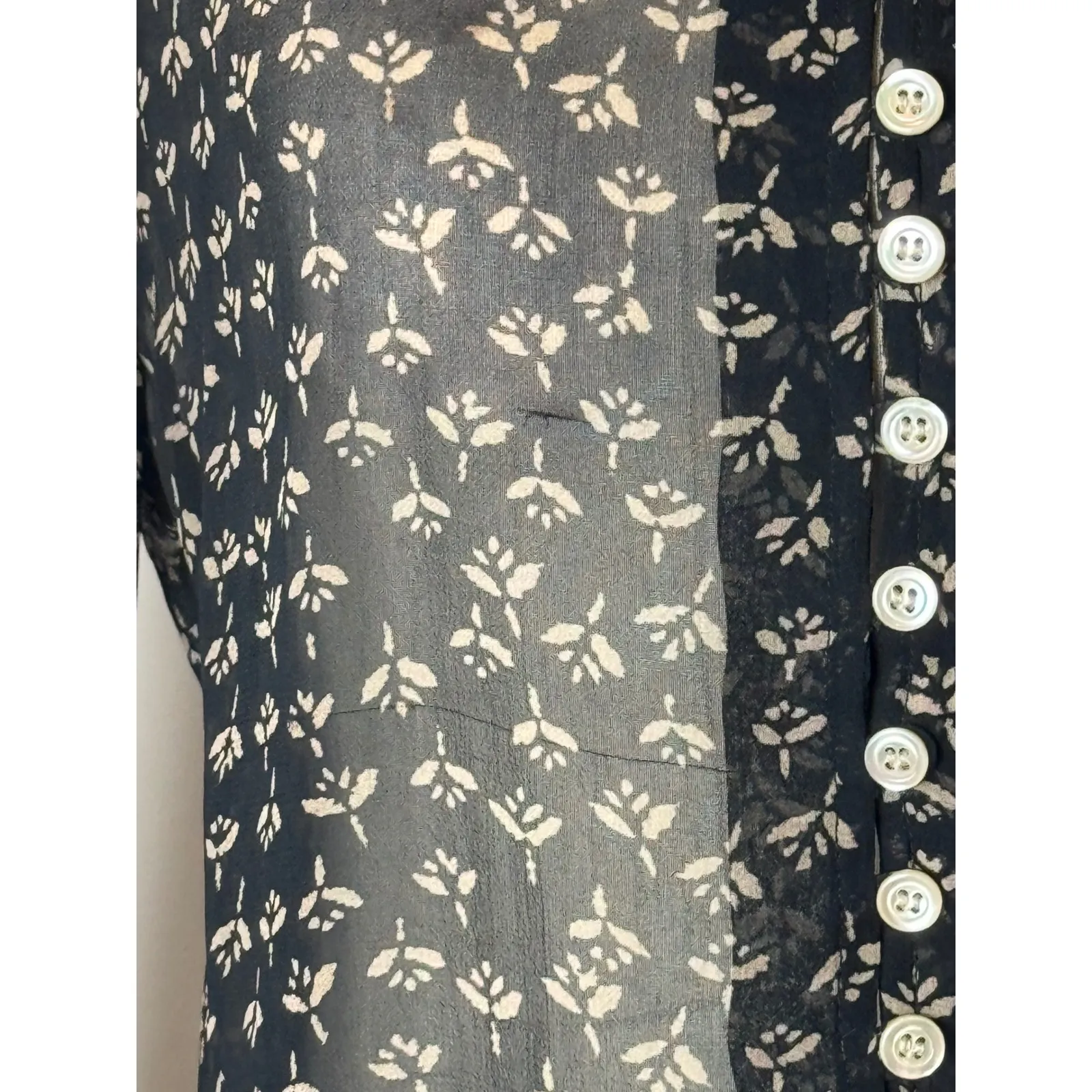 Isabel Marant Etoile Shirt Women Small Black Sheer Floral Button Front Top Boho - Image 7