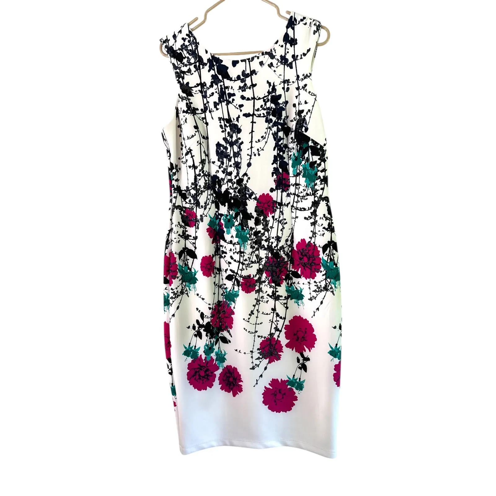 Julian Taylor Floral Print Sleeveless Dress Party Cocktail‎ White Pink 14 - Image 2