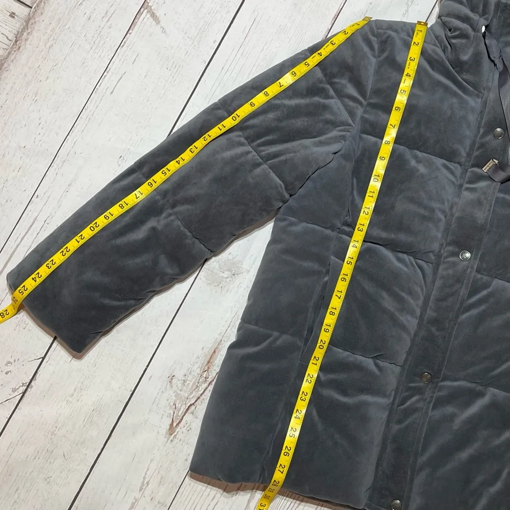 Isaac Mizrahi Velvet Puffer Jacket Gray Soft Coat Size L - Image 11
