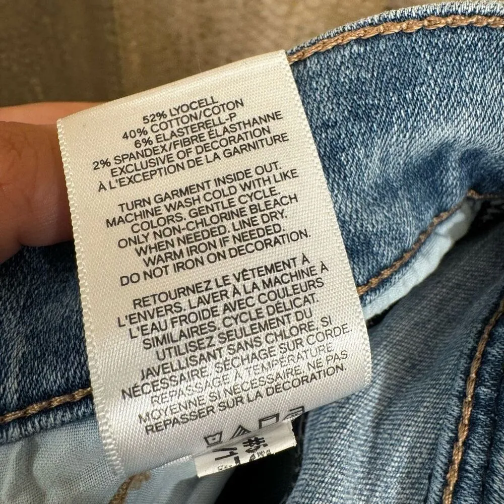 Express Ankle Mid Rise Rhinestone Floral Distressed Skinny Jeans Size 4 - Image 4