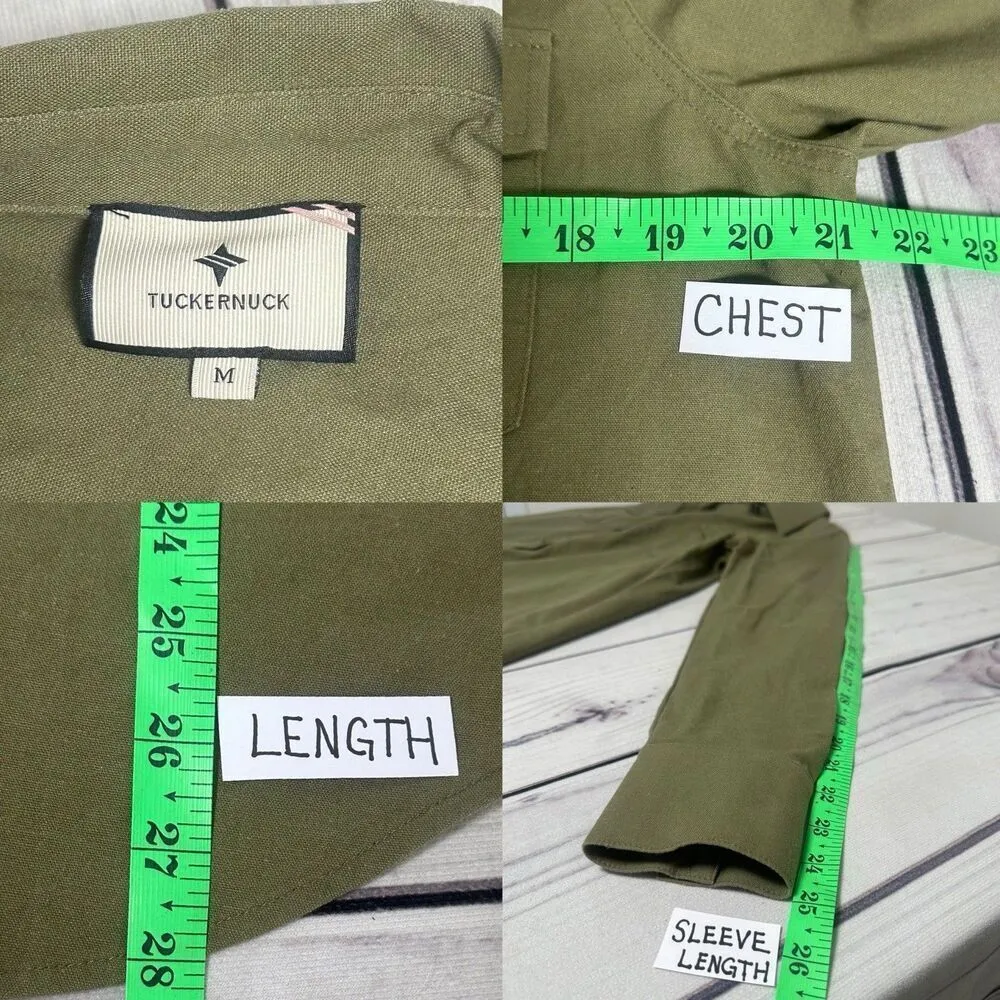 Tuckernuck Med Olive Steele Button Up Utility Blouse Shirt Linen Blend Forest - Image 2
