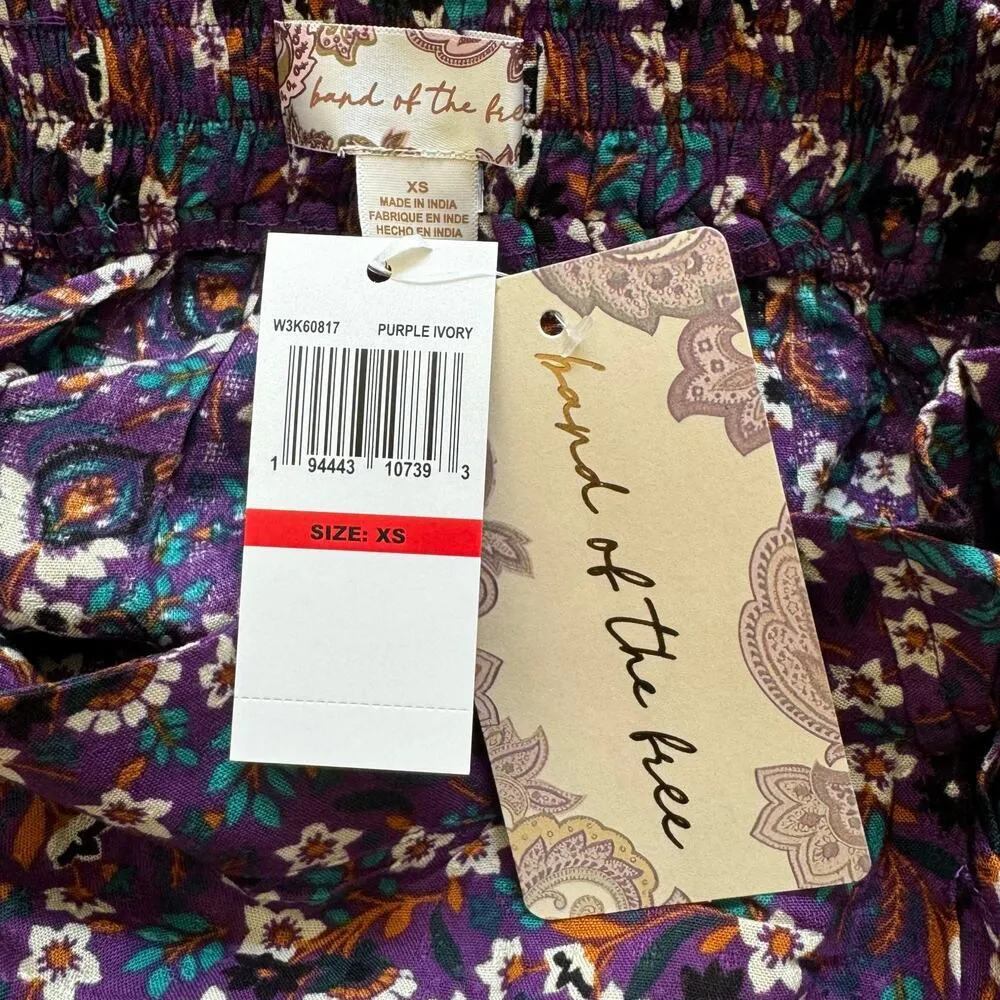 BAND OF THE FREE Linaelle Purple Floral Tie Faux Wrap Ruffle Skirt NWT XS - Image 8