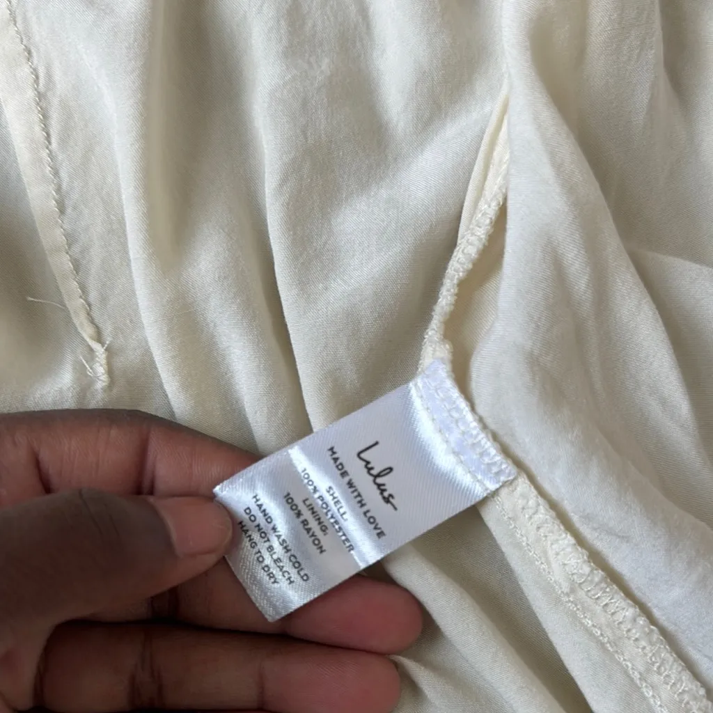 Lulus Wrapped Up In Your Love Cream Dotted Ruffled Wrap Midi Dress SIZE XL - Image 5