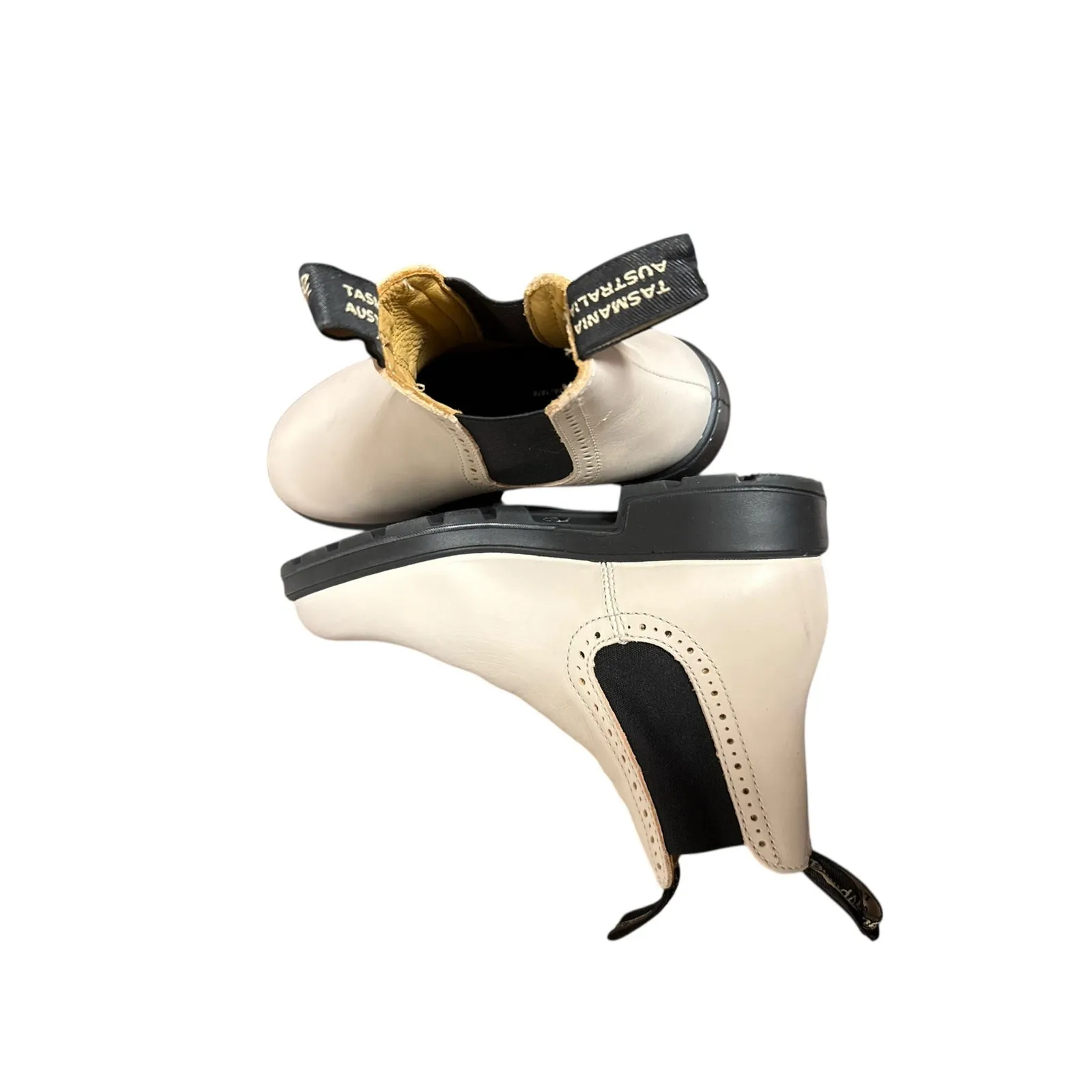 Blundstone Pearl White Leather Pull On Chelsea Ankle Boots Size 6.5 - Image 7