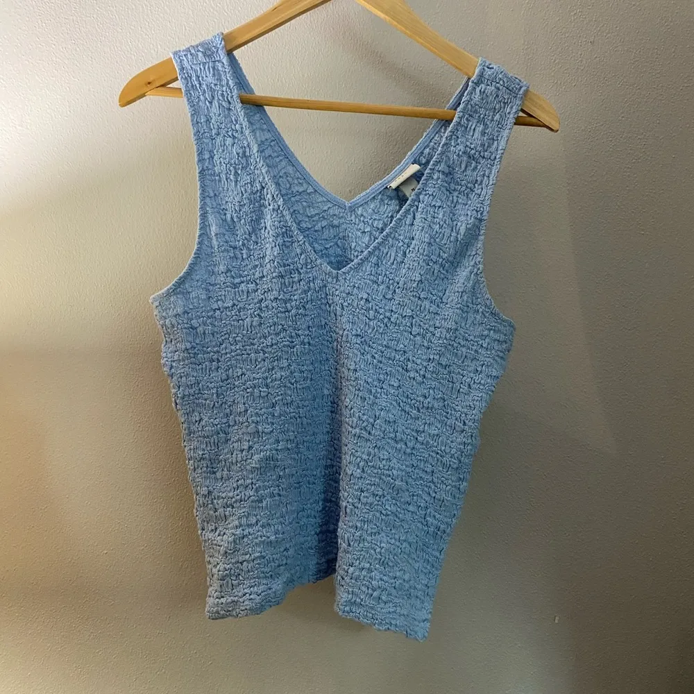 A New Day‎ Bubble Blue Tank Top Medium Coastal Normcore Preppy Feminine Cottage - Image 2
