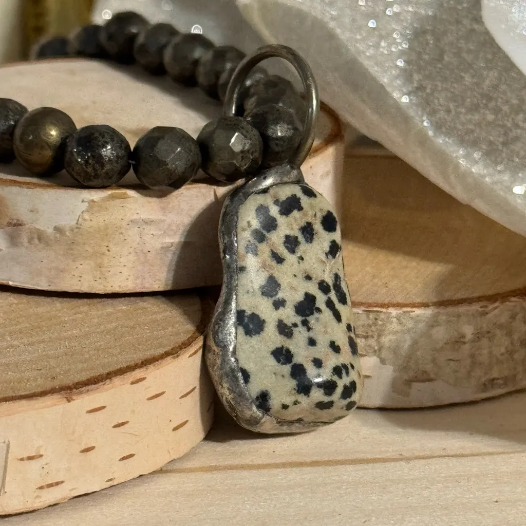 Artisan Dalmatian stone Pendant Necklace Handcrafted - Image 5