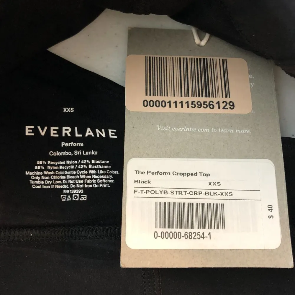 Everlane Womens The Perform Cropped Top Sports Bra Crossover Straps Black XXS - Image 5