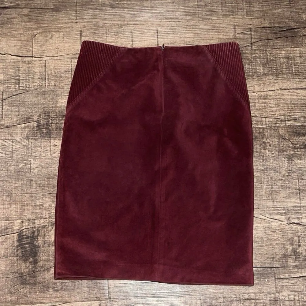 Vintage DKNY 100% leather burgundy maroon skirt - Image 2