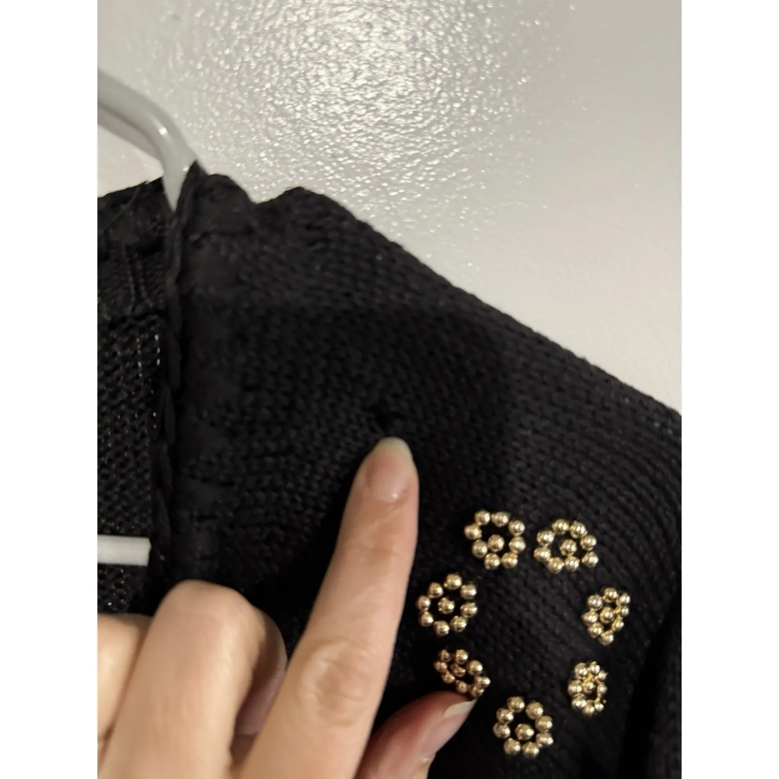 Vintage 90's VICTORIA HARBOUR Black & Gold Beaded Knit Cardigan Size S NEW YEAR - Image 5