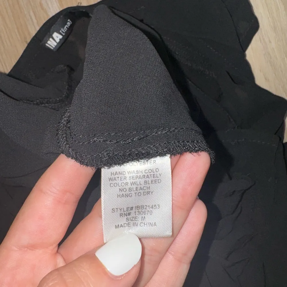 INA Black Long Sleeve Sheer Ruffled Top - Size Medium - Image 8