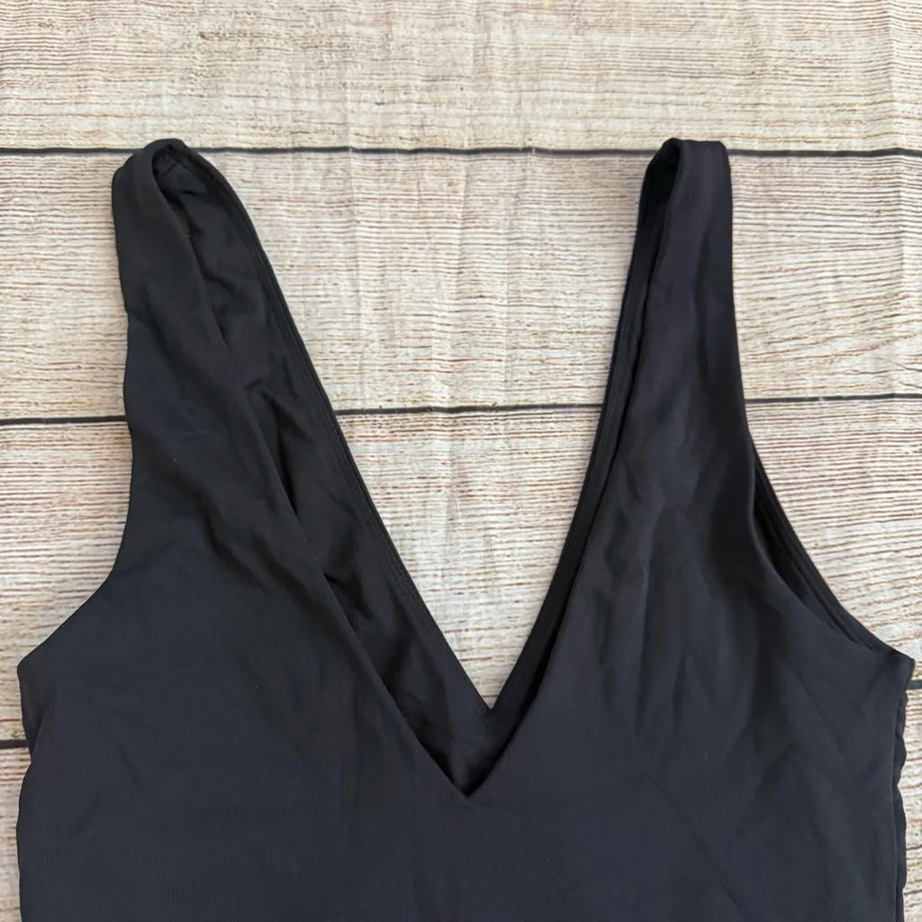 Aritzia Babaton Contour V-Neck Black Mini Dress Sz Medium Sleeveless Bodycon - Image 11