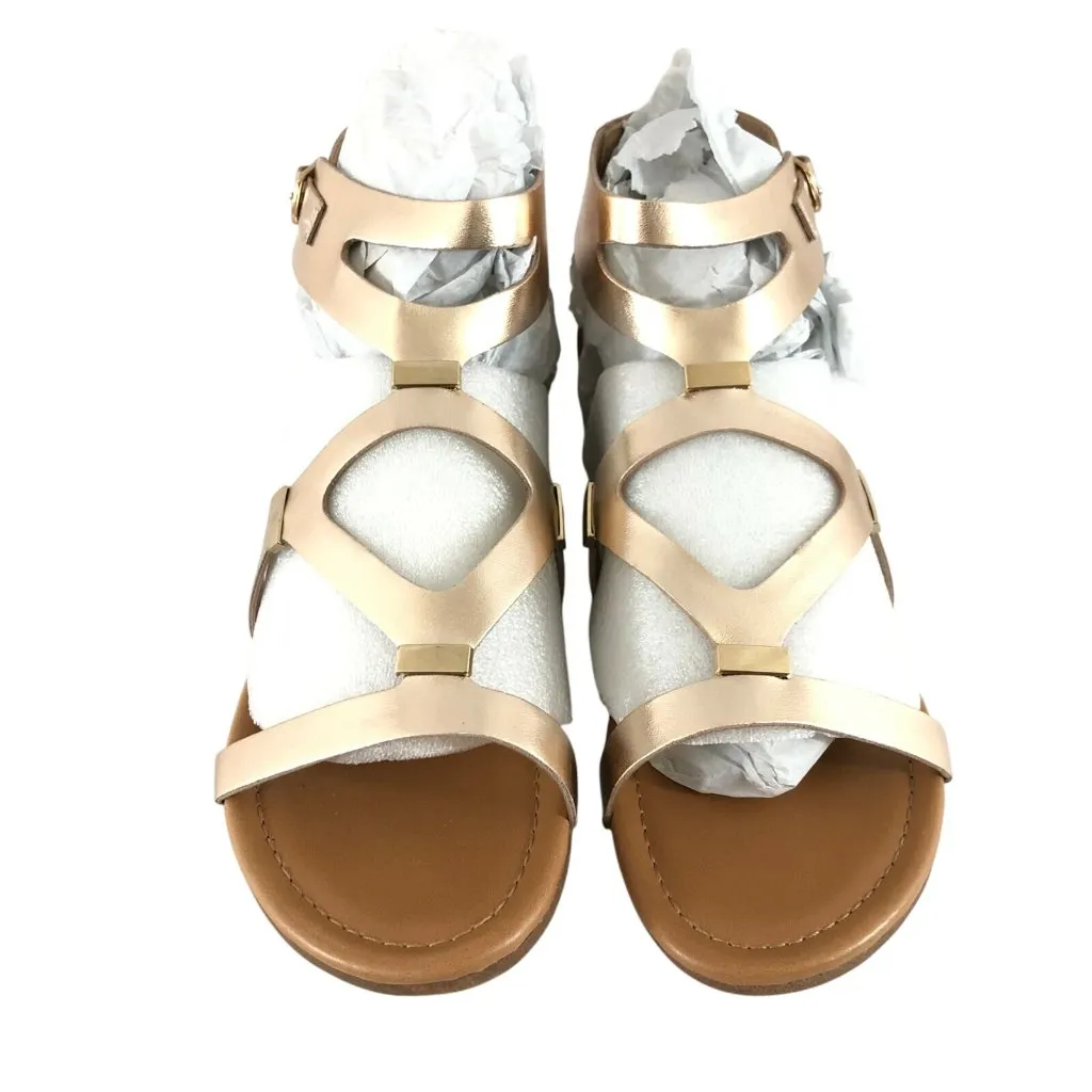 Breckelles Womens Sandals Strappy Faux Leather Gold Zipper Size 6 - Image 2