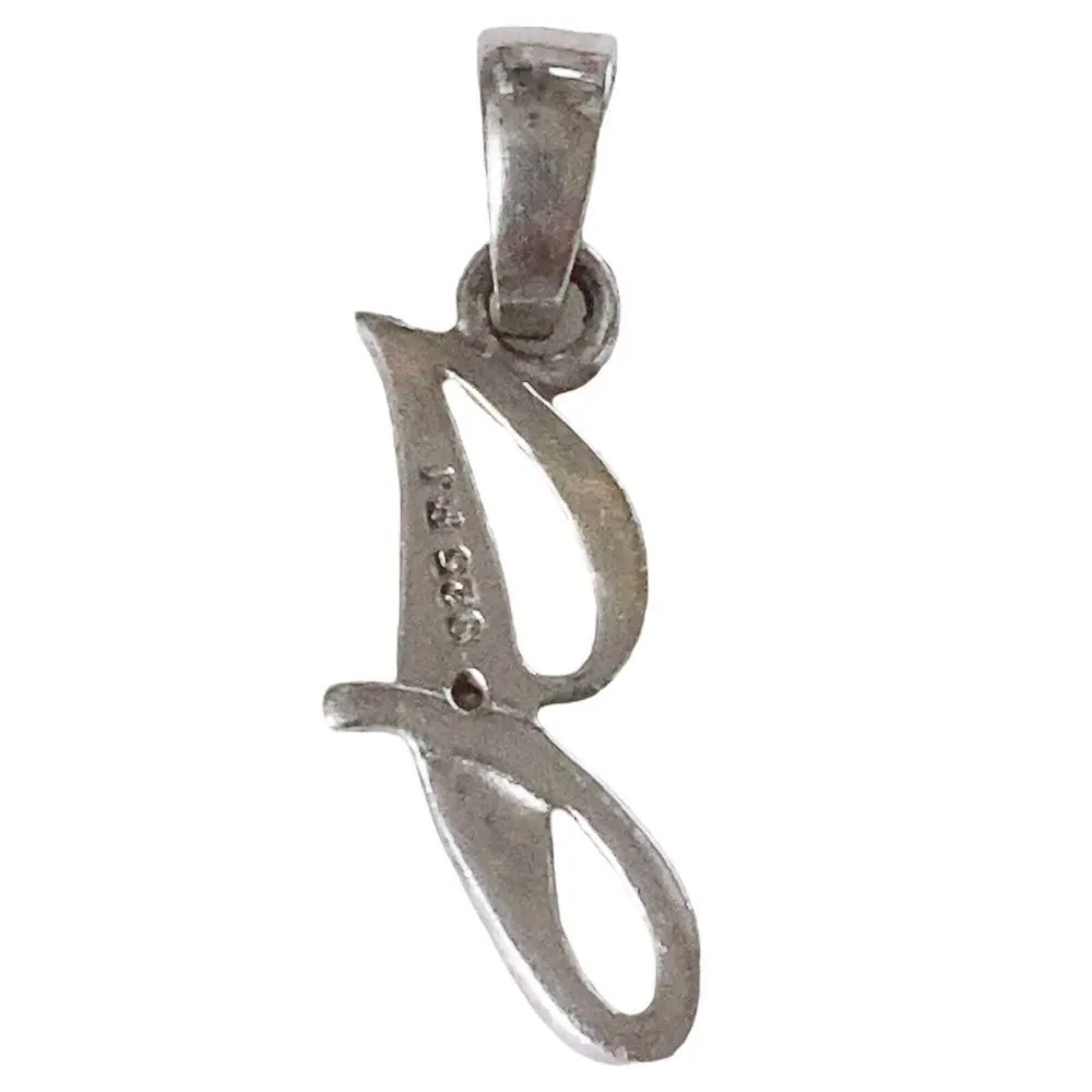 .925  Cubic Zirconia Letter Initial J Pendant Signed RJ - Image 2