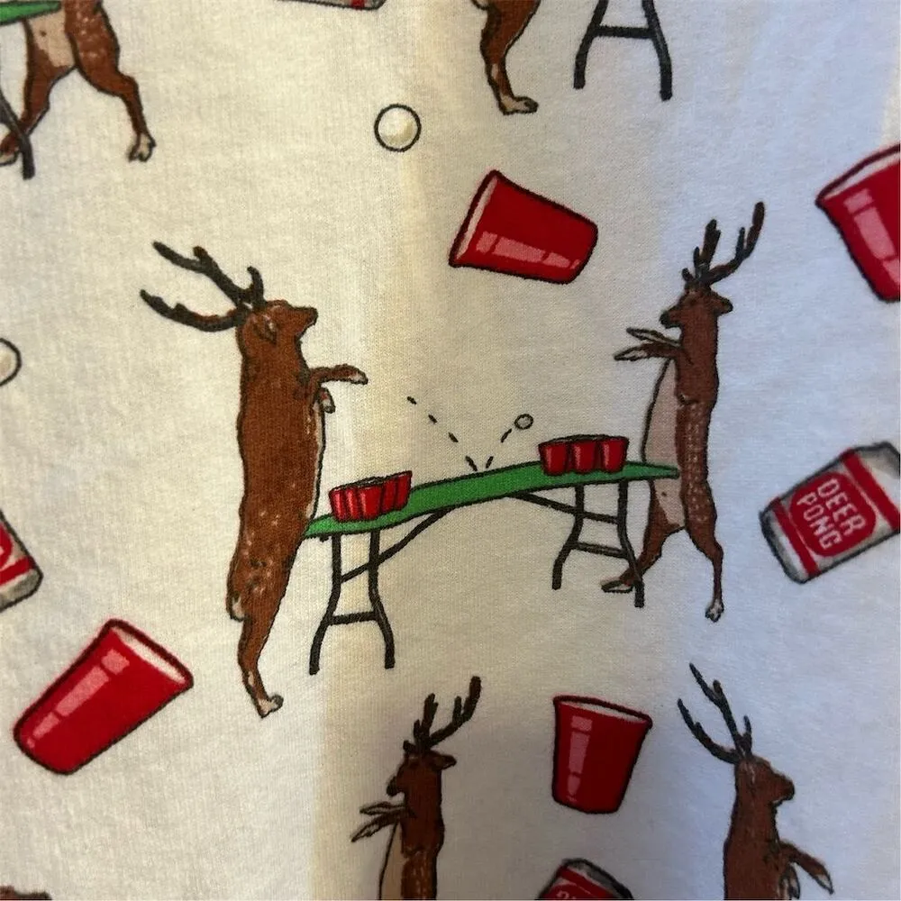 Spencer's Deer Pong Ugly Christmas Sweater Unisex S Multicolor Holiday White - Image 4