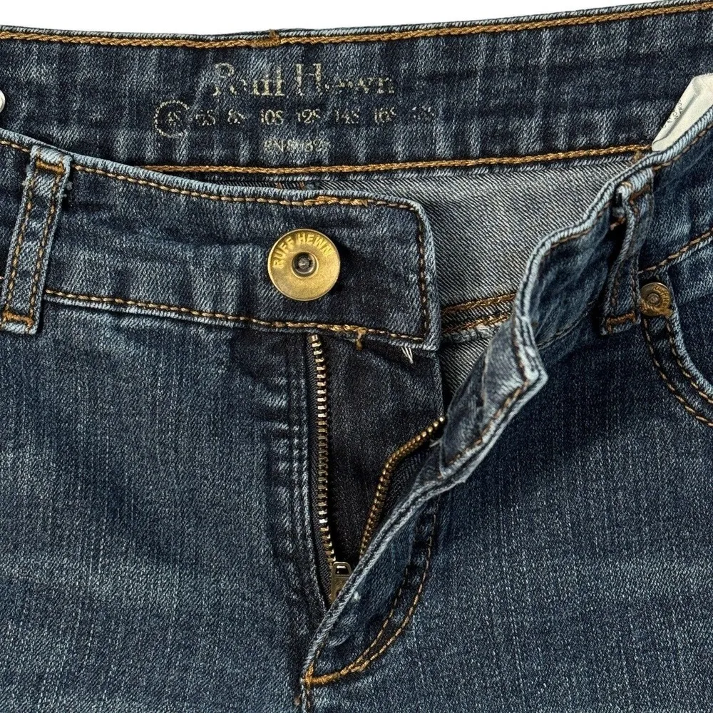 Ruff Hewn SZ 4S SHORT Bootcut Jeans Mid-Rise Pockets Stretch Whiskered Blue - Image 3