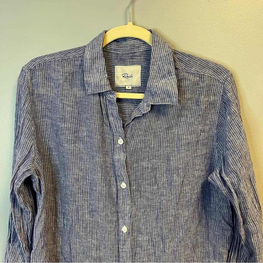 Rails Button Up Sydney Button-Back Striped Shirt in Royal White Stripe Sz S EUC - Image 3