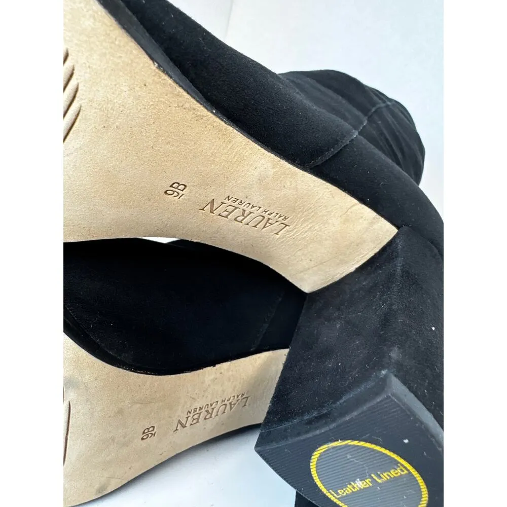 Ralph Lauren Artizan II Black Suede Mid-Calf Boots Sz 9 Minimalist Classic Style - Image 3