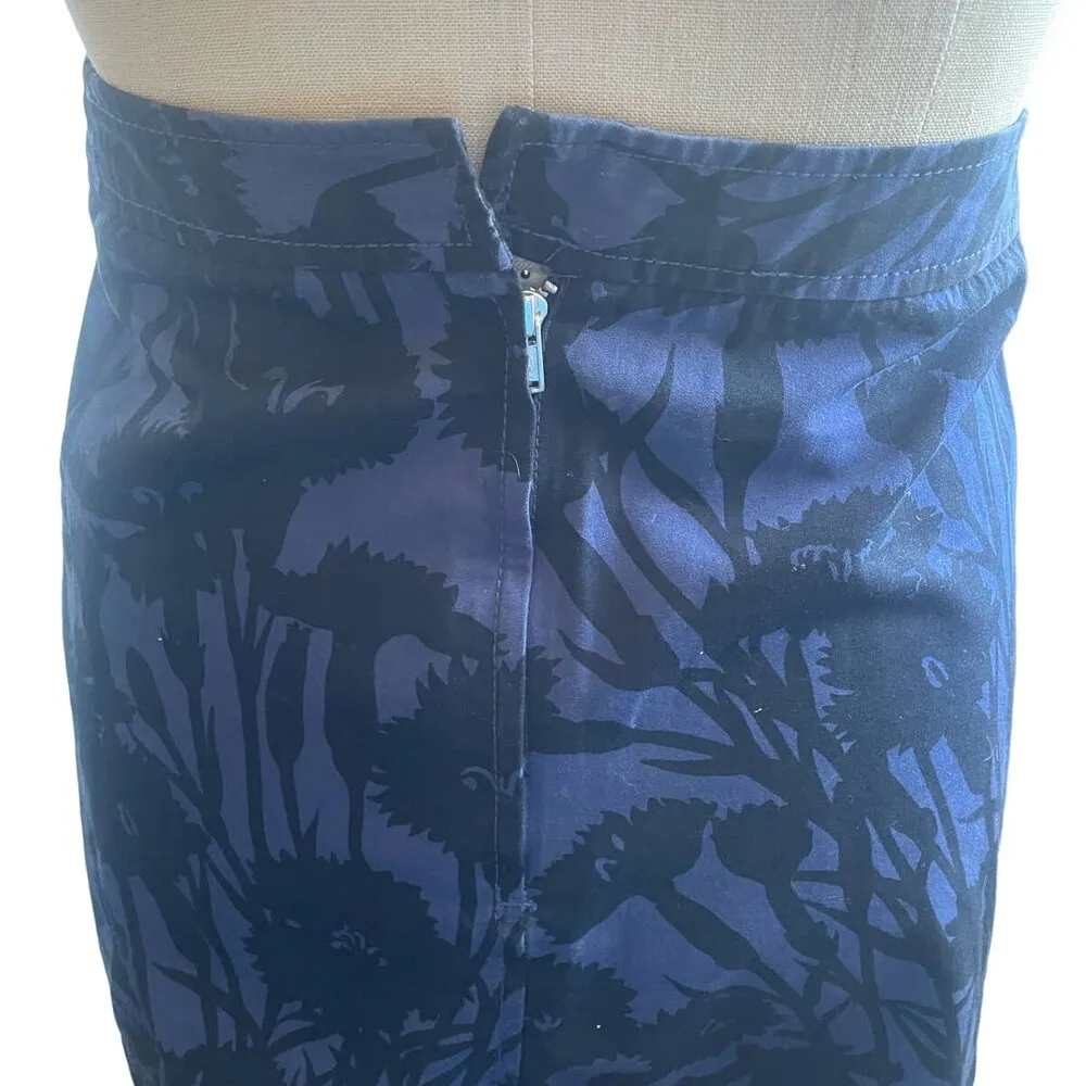 Marc Jacobs Vintage Y2K Black & Blue Floral A-Line Knee Length Skirt - size 12 - Image 6