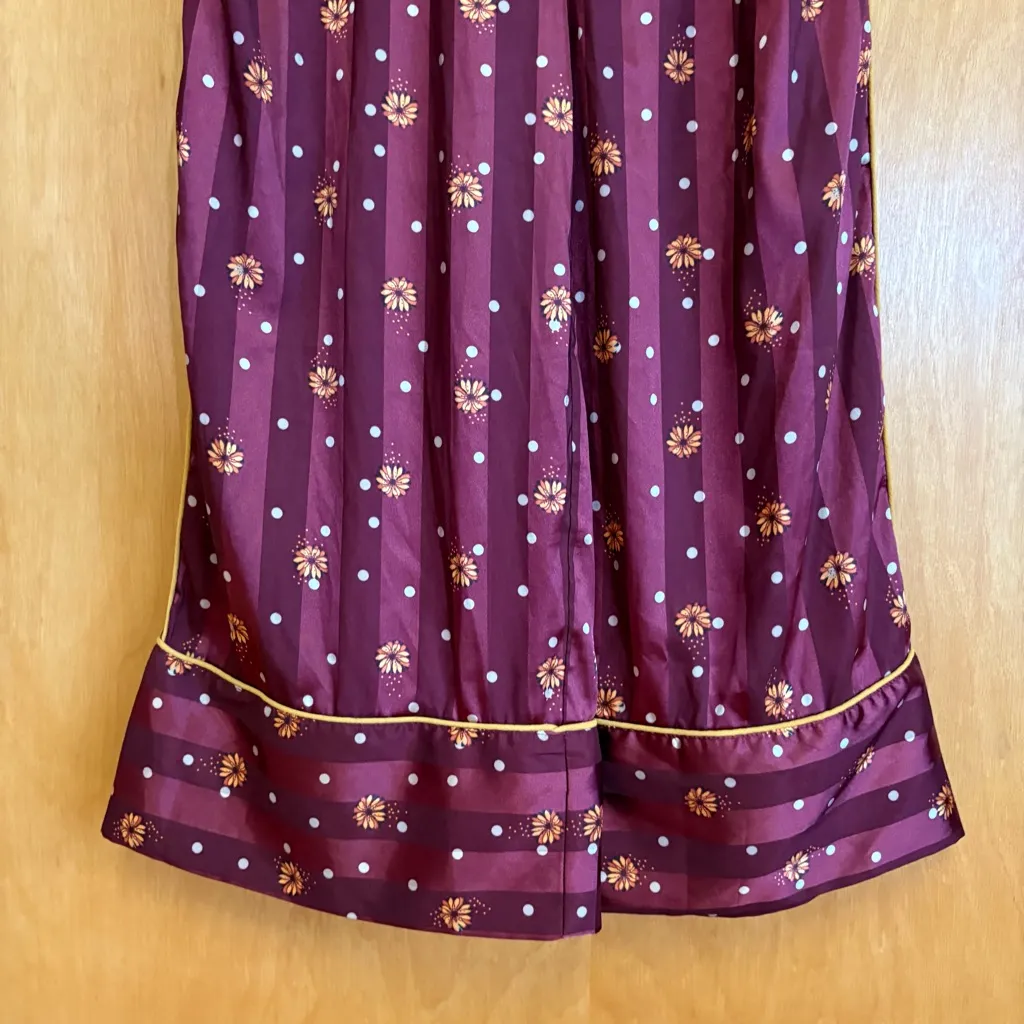 Free People Floral Burgundy elastic band satin pants‎ - Image 2