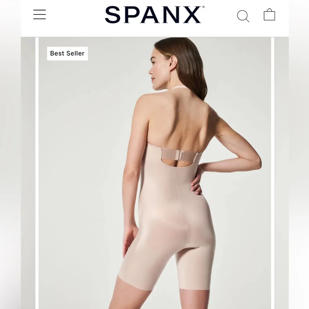 SPANX Suit Your Fancy Strapless Cupped Mid-Thigh Bodysuit, Small, $148 - Image 9